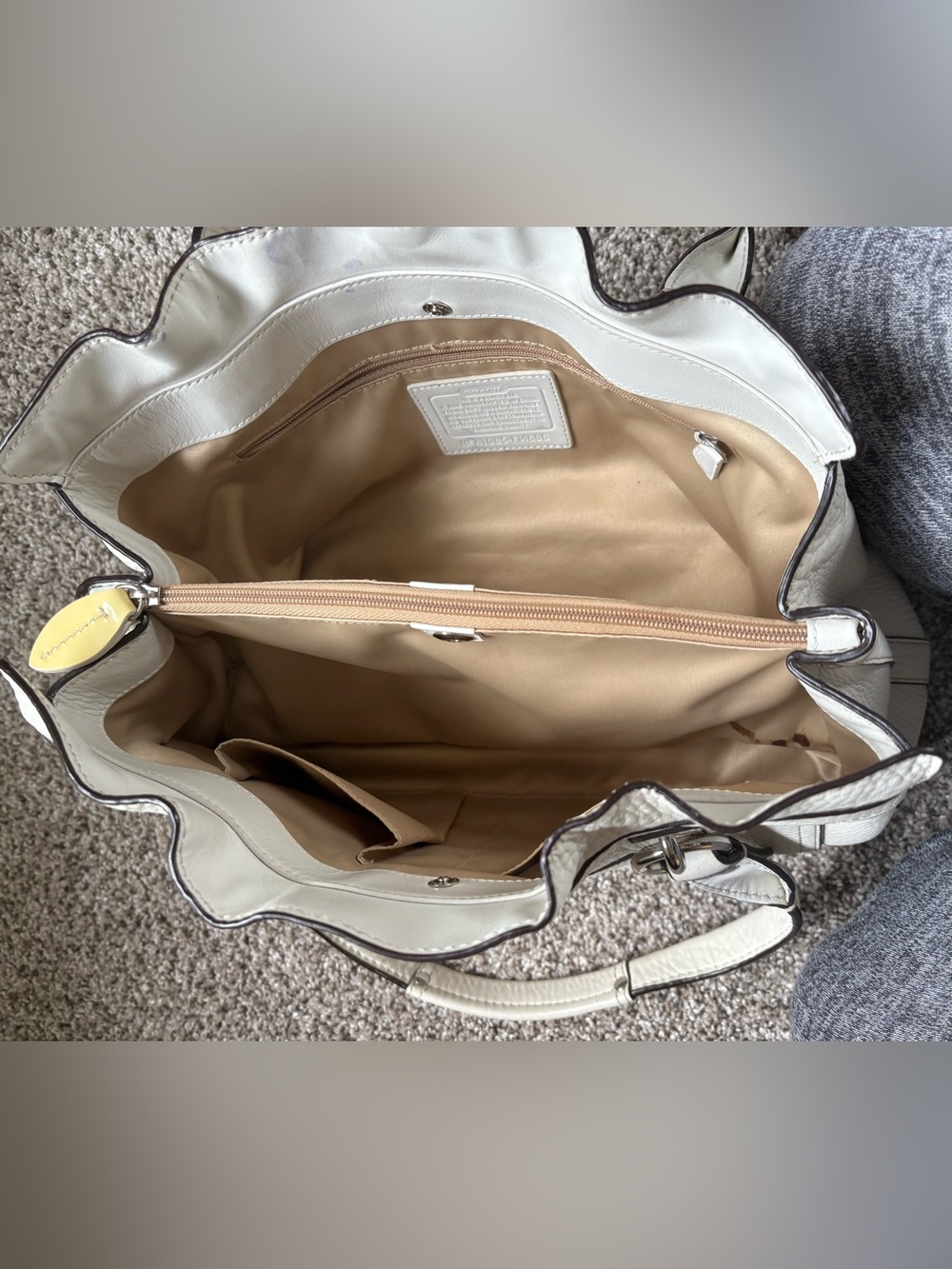 Coach Penelope White Ivory Pebble Leather Handbag purse - Picture 4 of 6